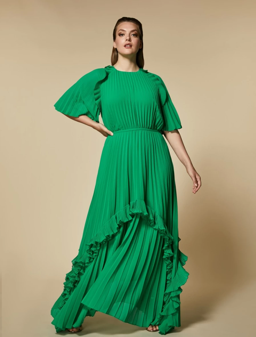 Marina Rinaldi Women's Green Pleated Georgette Dress