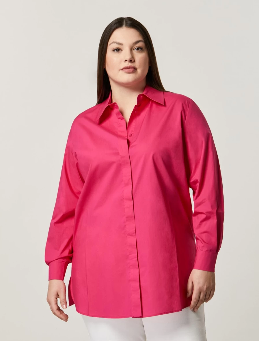 "Marina Rinaldi Women's Fuchsia Cotton Poplin Tunic Top"