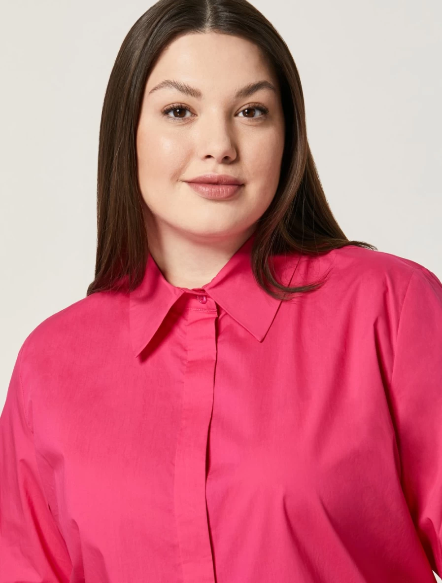 "Marina Rinaldi Women's Fuchsia Cotton Poplin Tunic Top"