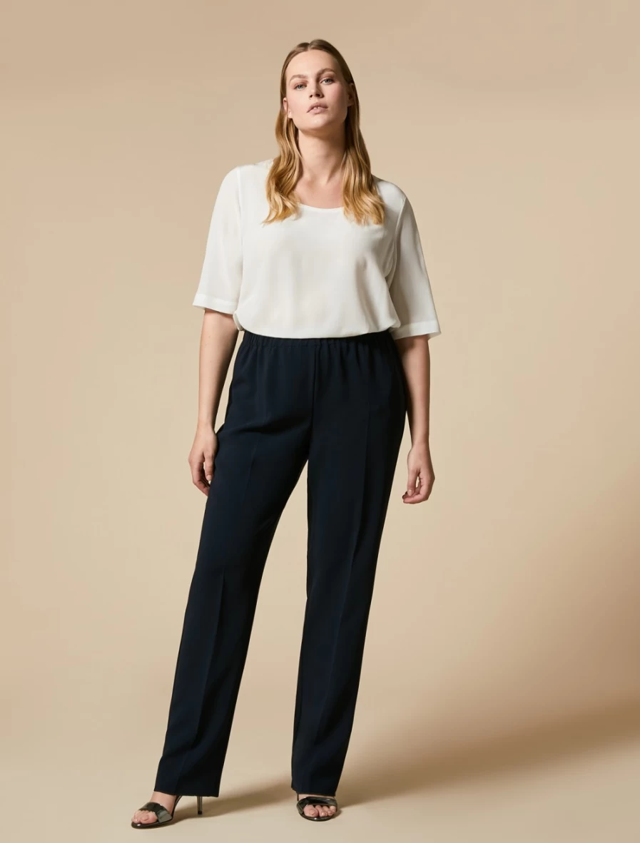 Marina Rinaldi Women's Dark Navy Triacetate Classic Trousers