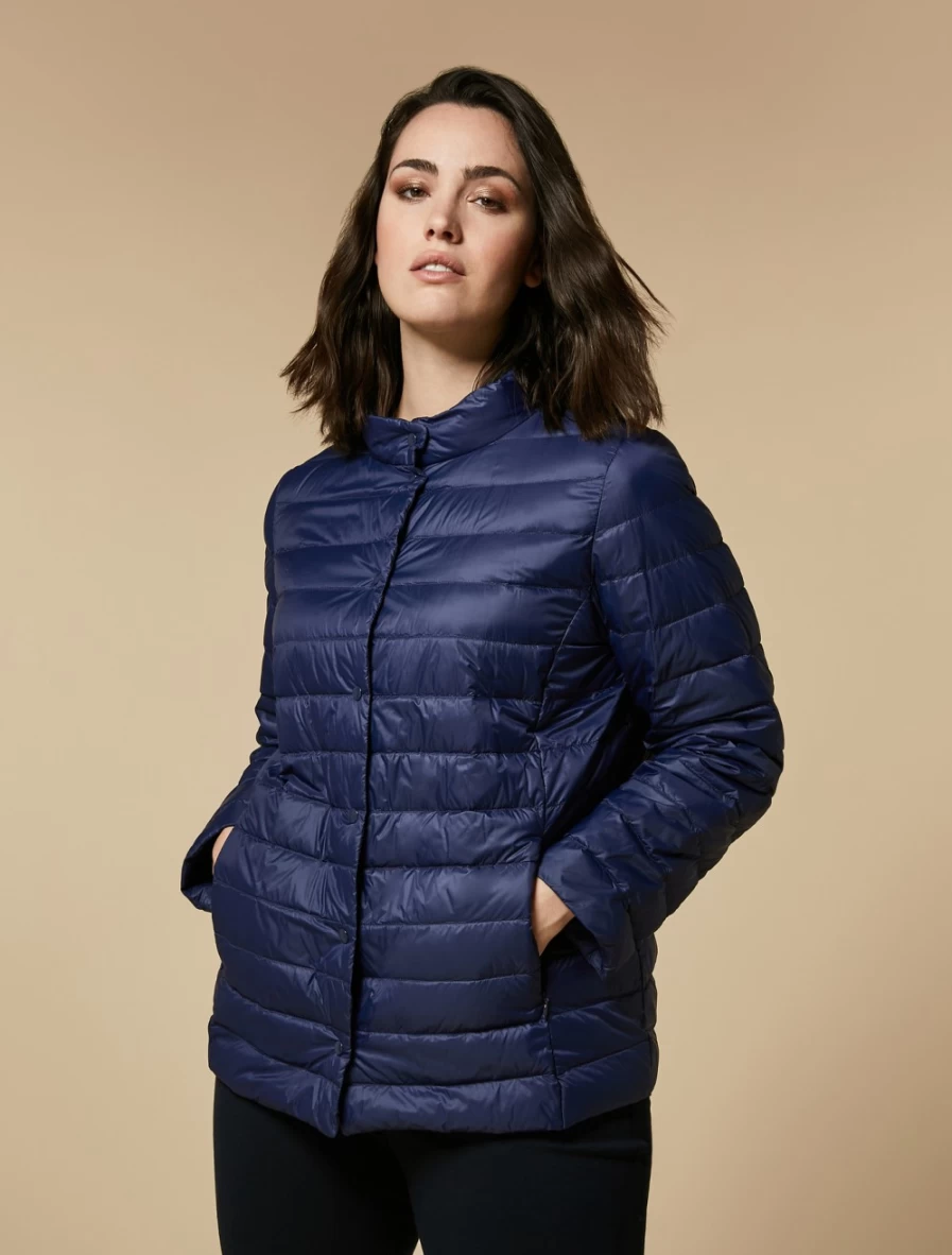 Marina Rinaldi Women's Dark Navy Nylon Down Jacket – Lightweight Warm Winter Coat