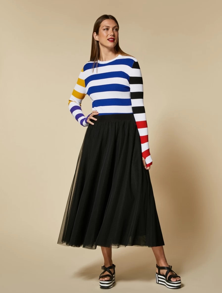 Marina Rinaldi Women's Black Tulle Skirt - Elegant Layered Mesh Ballet Mini Skirt