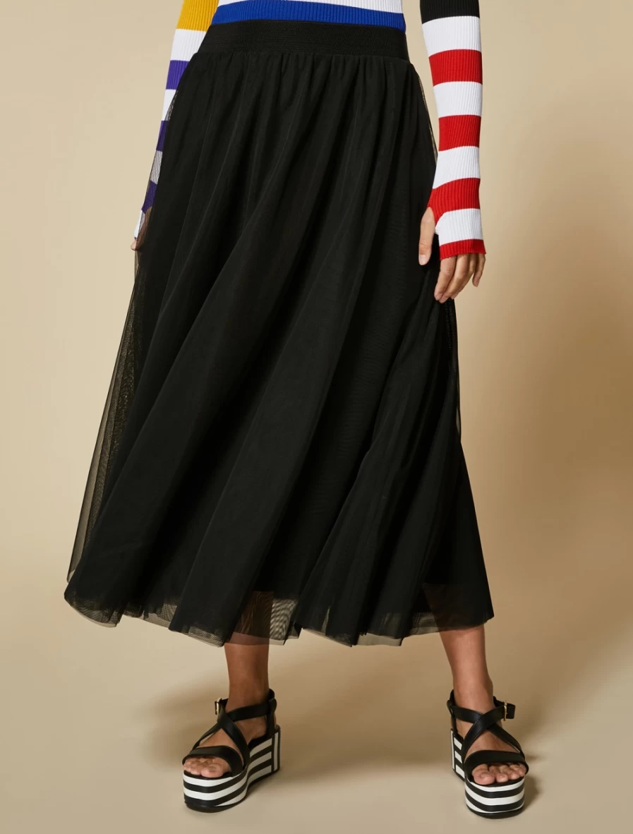 Marina Rinaldi Women's Black Tulle Skirt - Elegant Layered Mesh Ballet Mini Skirt