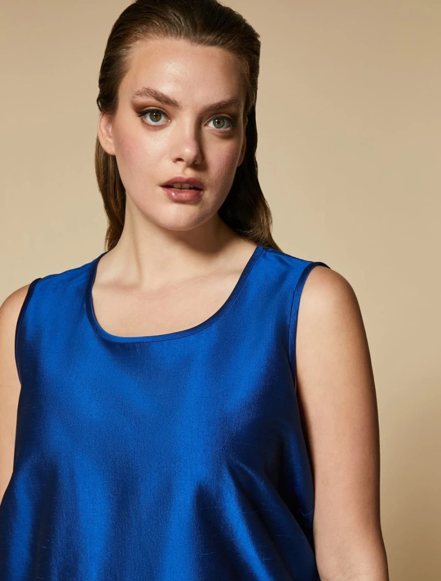 Marina Rinaldi Women's China Blue Silk Shantung Vest Top