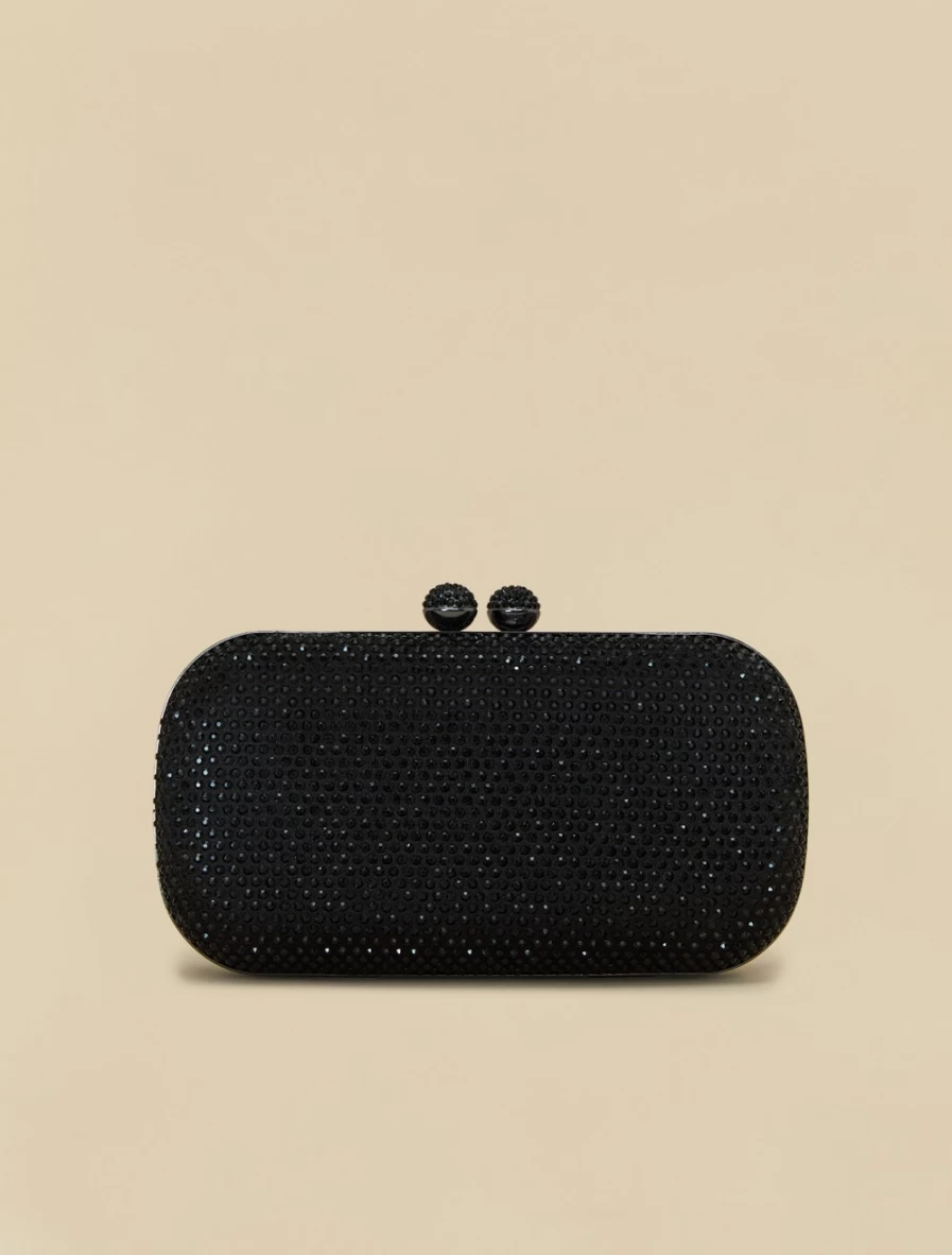 Marina Rinaldi Women's Black Rhinestone Embellished Clutch Purse
