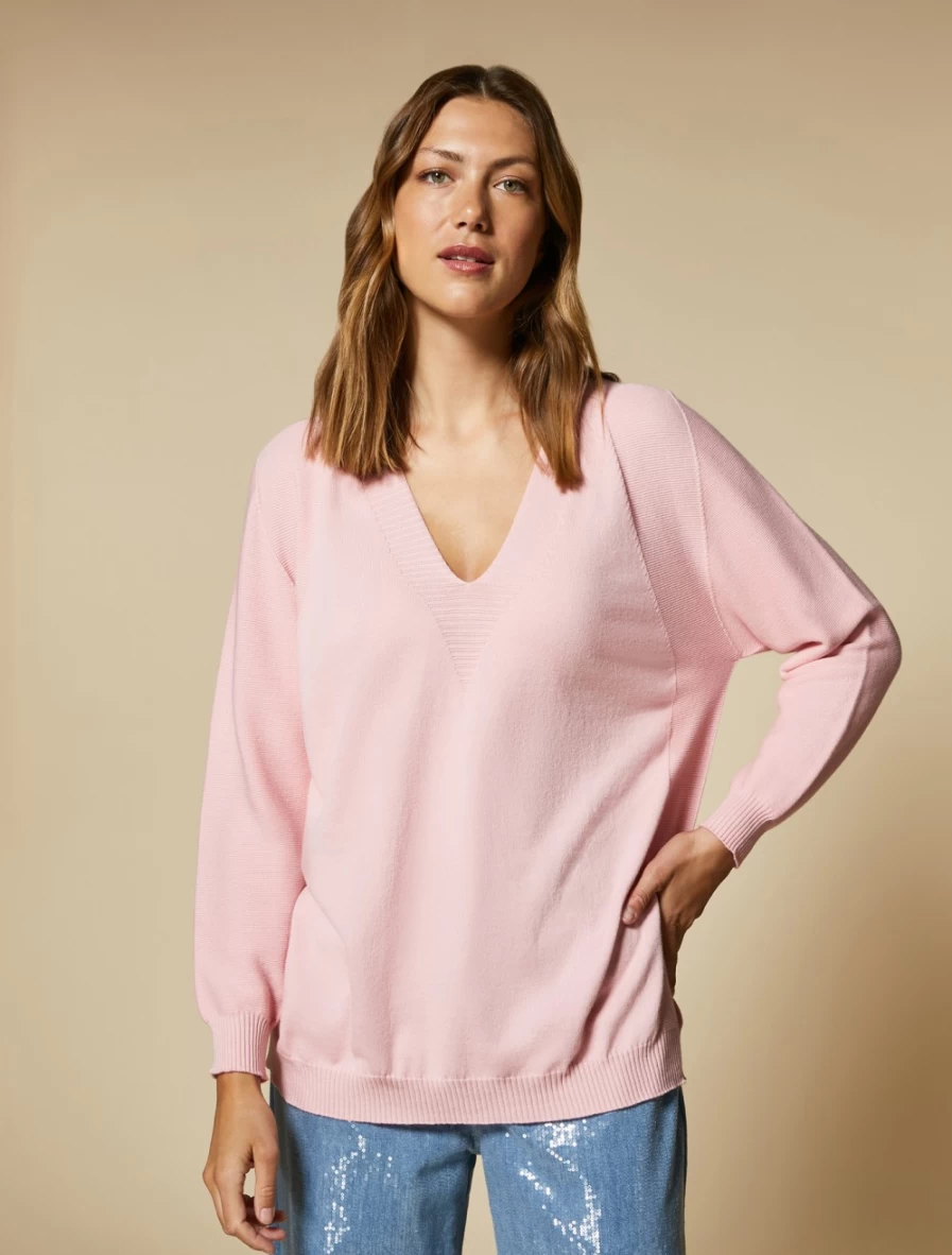 "Marina Rinaldi Women's Pink Cotton Sweater"