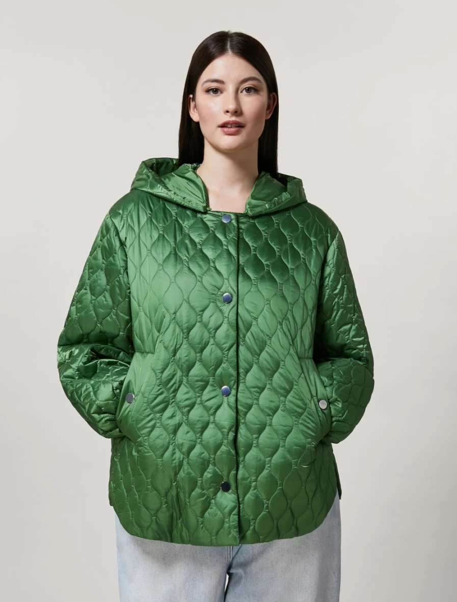 "Marina Rinaldi Women's Green Nylon Jacket – Lightweight Waterproof Outerwear"