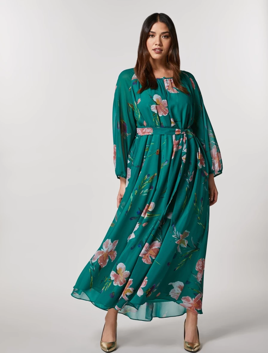 Marina Rinaldi Women's Dark Green Georgette Dress