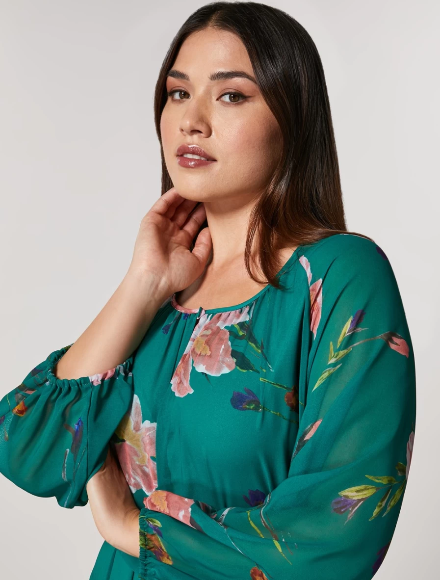 Marina Rinaldi Women's Dark Green Georgette Dress