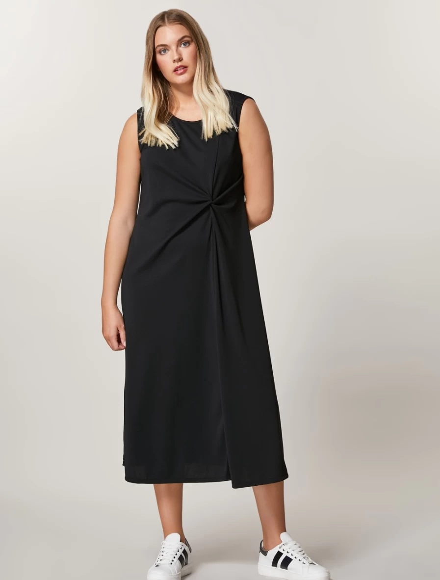 Marina Rinaldi Women's Black Interlock Jersey Dress - Comfortable & Stylish Knit Dress