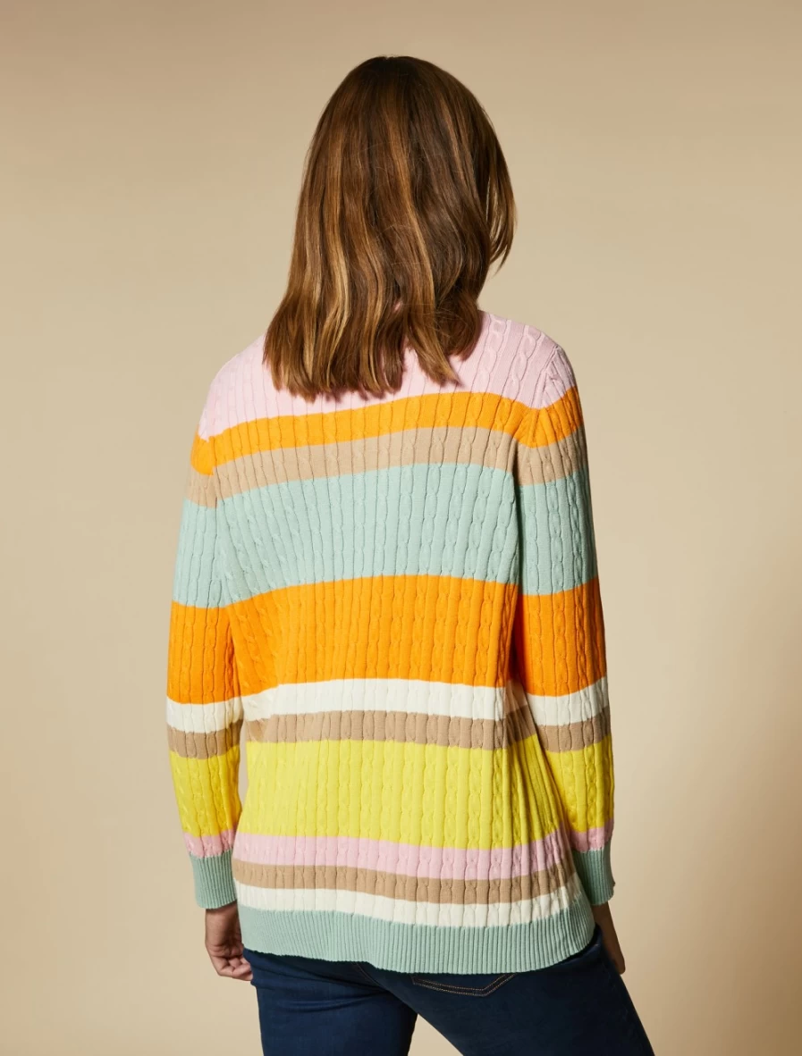Marina Rinaldi Women's Green Cotton Sweater - Multicolored Design