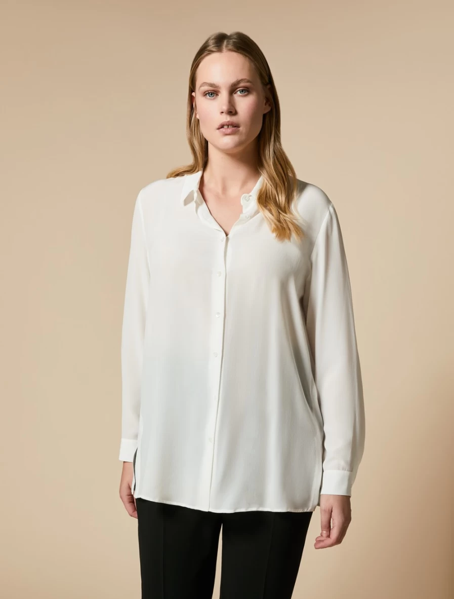 Marina Rinaldi Women's White Silk Shirt - Elegant Blouse for Women