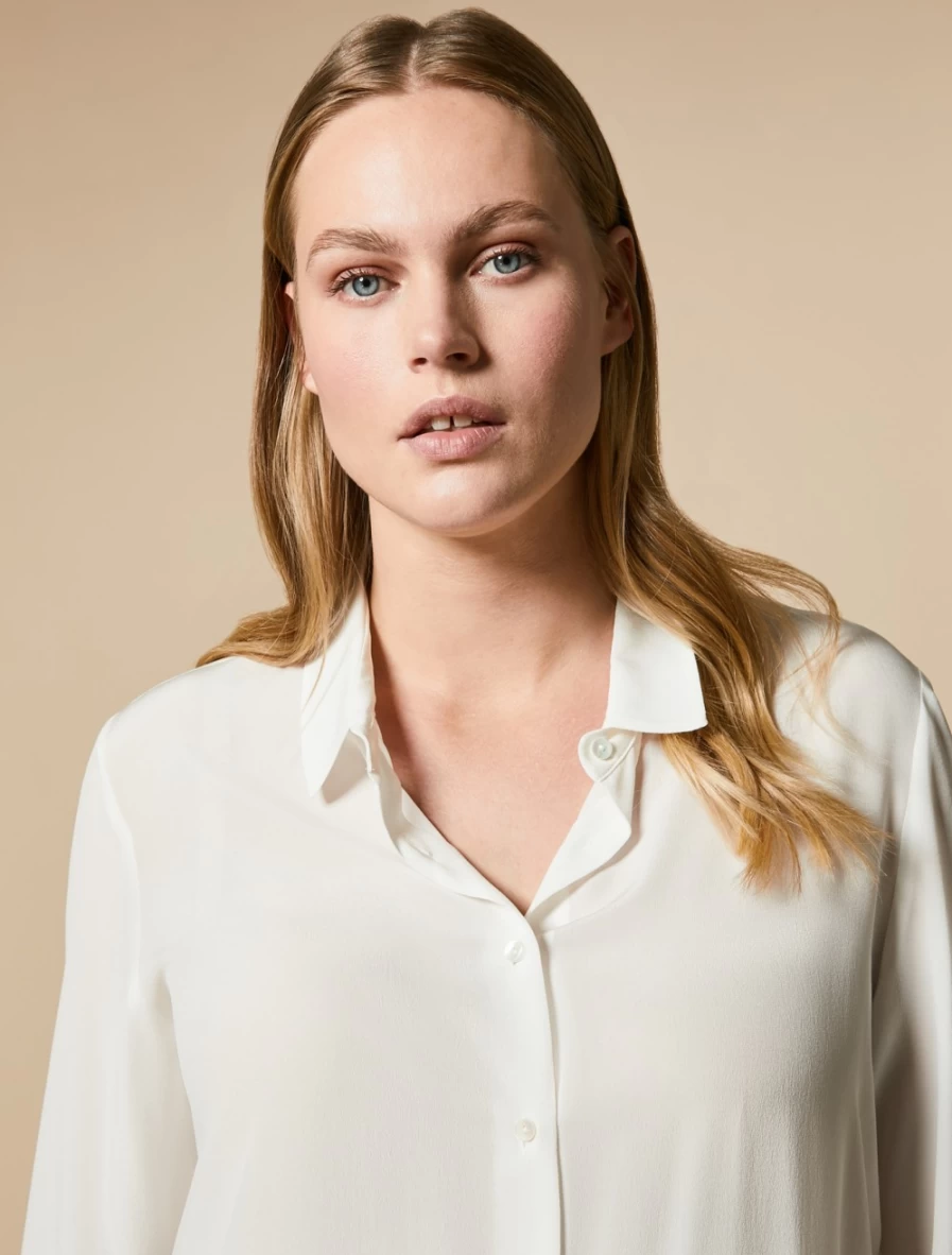 Marina Rinaldi Women's White Silk Shirt - Elegant Blouse for Women
