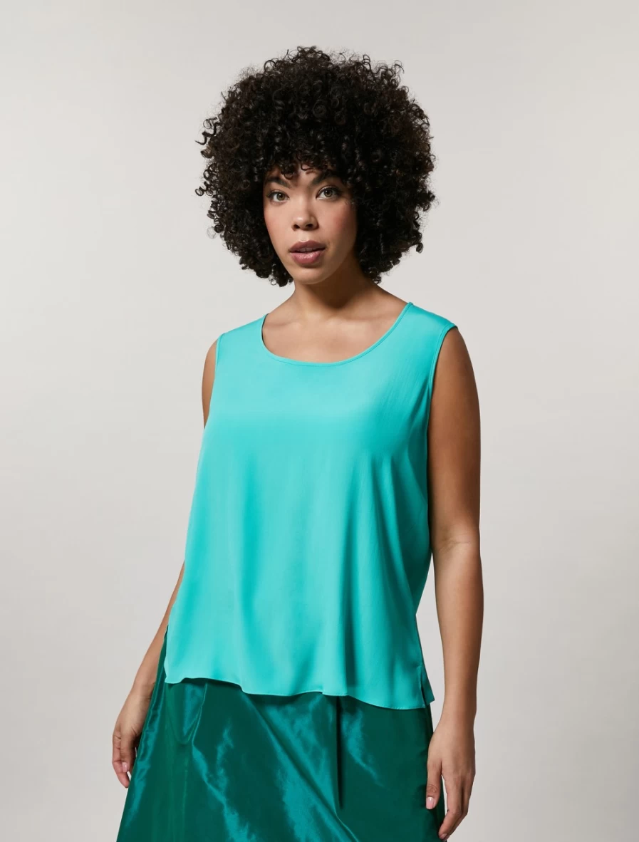 Marina Rinaldi Women's Green Silk-Blend Top | Elegant Blouse for Women
