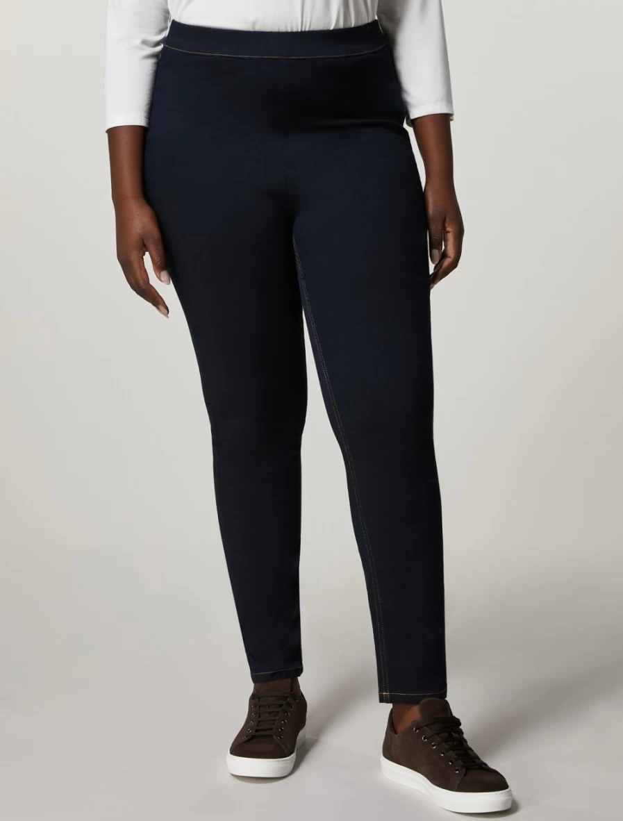 "Marina Rinaldi Women's Dark Navy Cotton Denim Leggings"