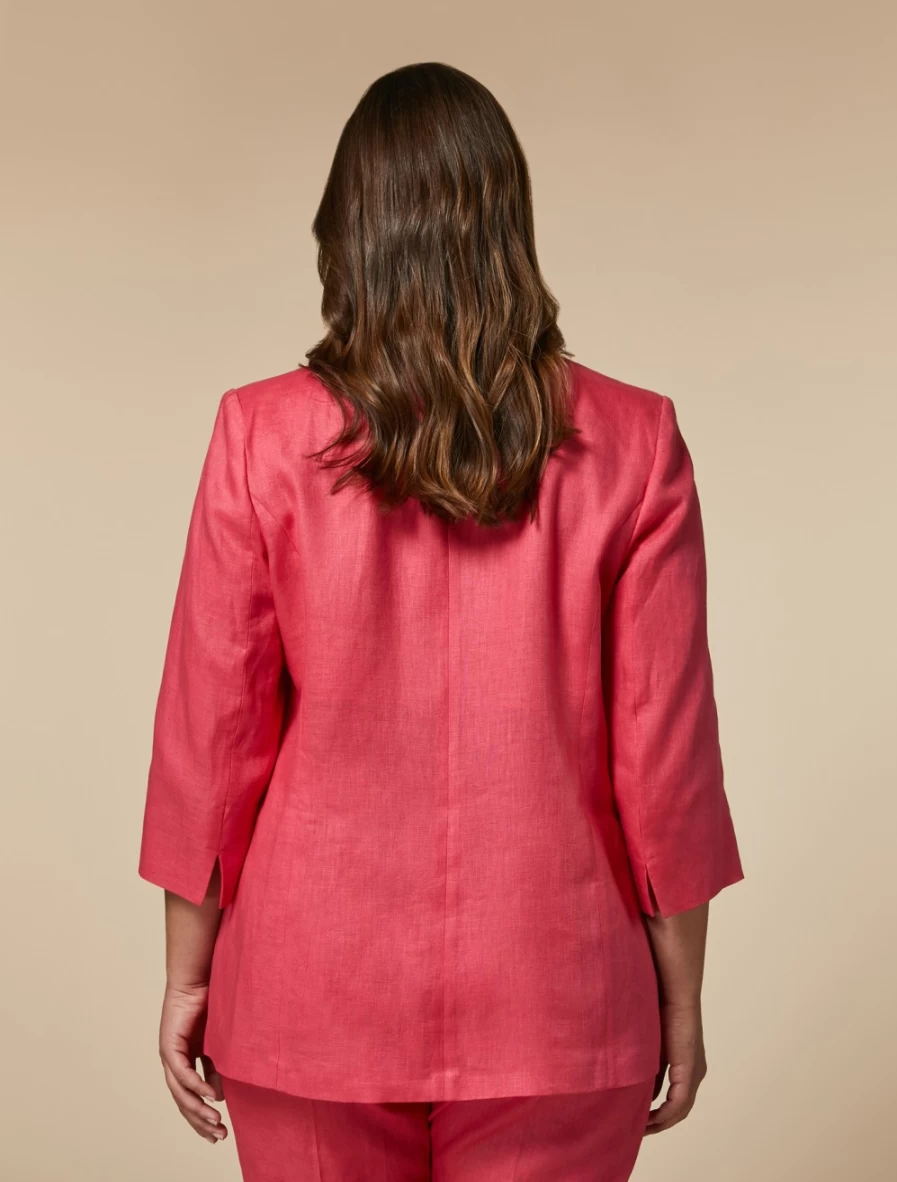 "Marina Rinaldi Women's Red Yarn-Dyed Linen Jacket"