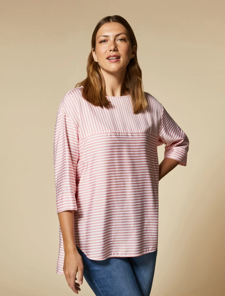 Marina Rinaldi Women's White Yarn-Dyed Viscose-Blend Blouse