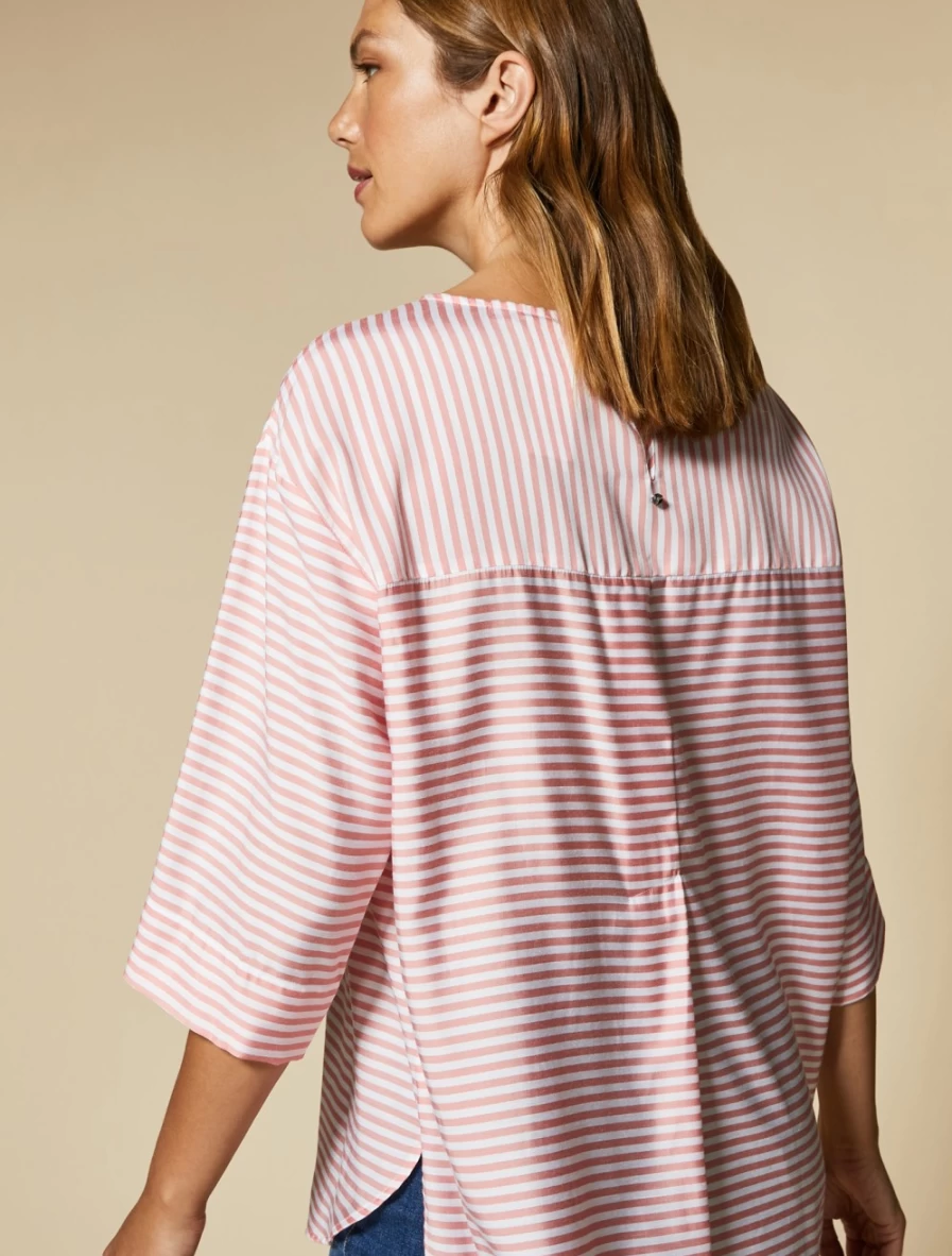 Marina Rinaldi Women's White Yarn-Dyed Viscose-Blend Blouse