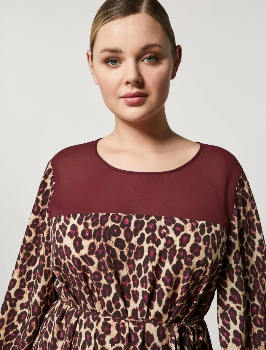 Marina Rinaldi Women's Camel Crepe De Chine & Georgette Elegant Dress