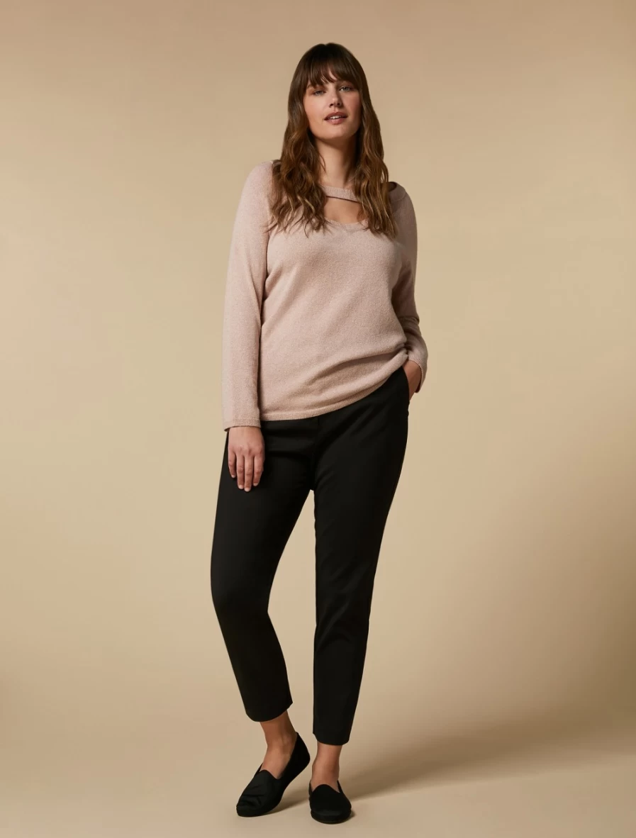 Marina Rinaldi Women's Black Cotton-Blend Technical Trousers