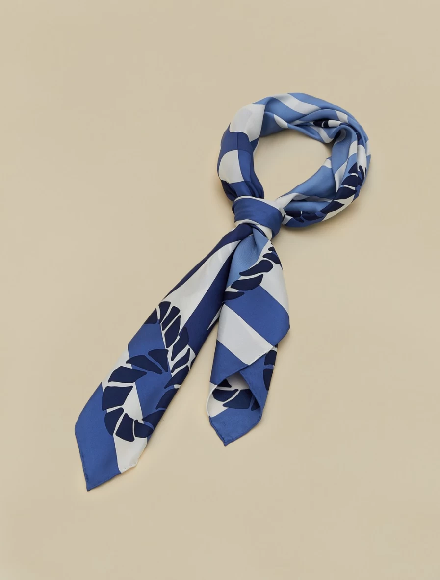 Marina Rinaldi Women's Ski Blue Silk Neckerchief - Elegant Fashion Scarf