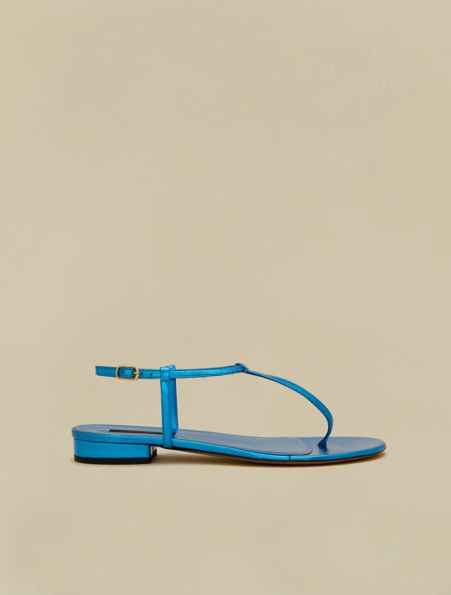 Marina Rinaldi Women's Turquoise Laminated Leather Sandals