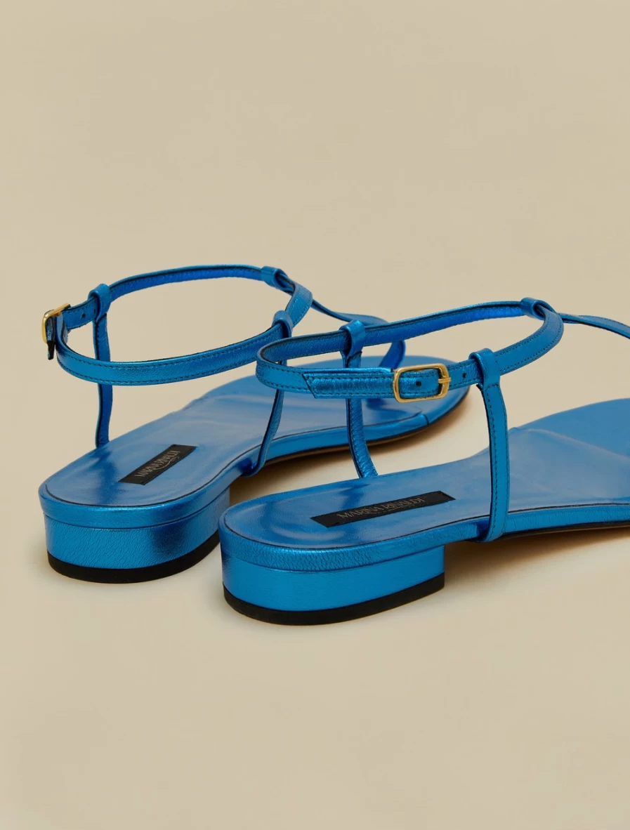Marina Rinaldi Women's Turquoise Laminated Leather Sandals