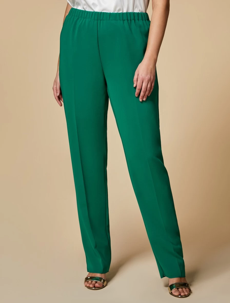 Marina Rinaldi Women's Dark Green Triacetate Classic Trousers