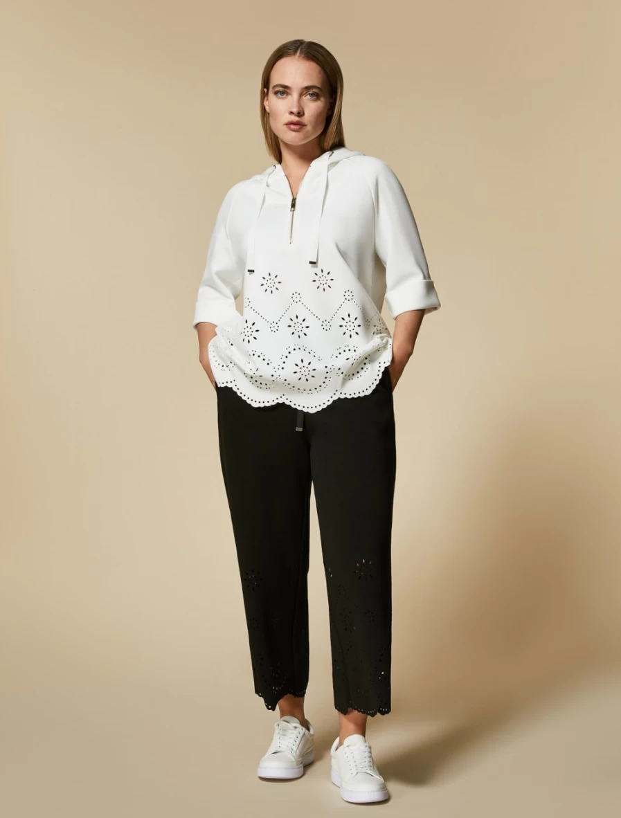 Marina Rinaldi Women's Black Embroidered Jersey Trousers