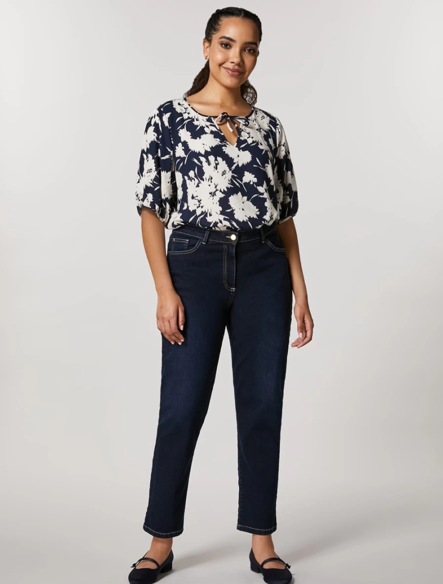 Marina Rinaldi Women's Slim-Fit Dark Navy Cotton Denim Jeans