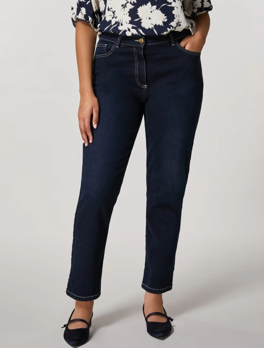 Marina Rinaldi Women's Slim-Fit Dark Navy Cotton Denim Jeans