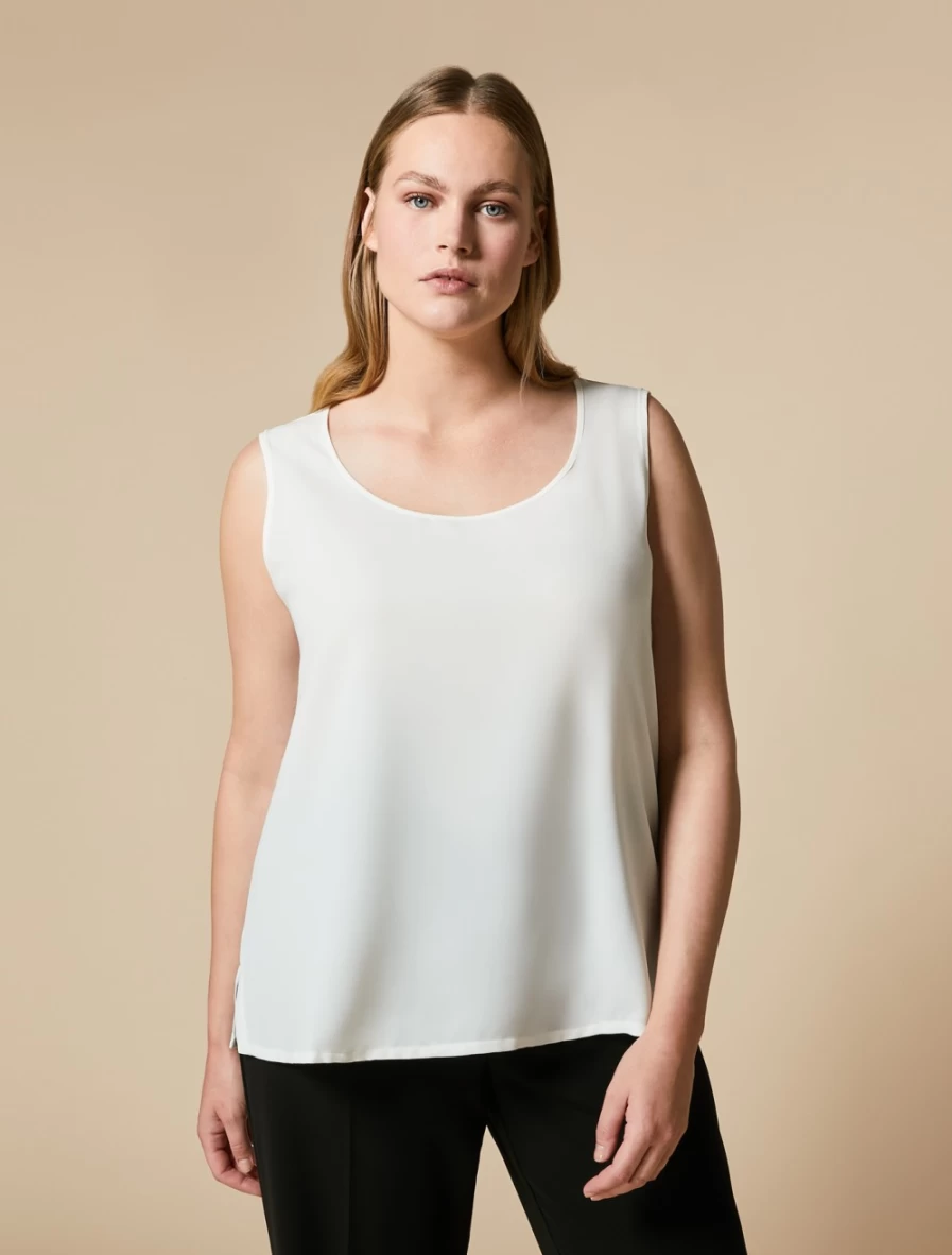 "Marina Rinaldi Women's Flowing Top in White - Elegant Blouse for Women"