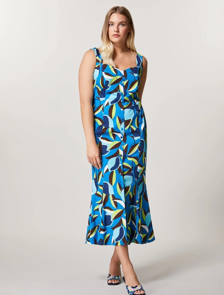 Marina Rinaldi Women's China Blue Stretch Cotton Twill Dress