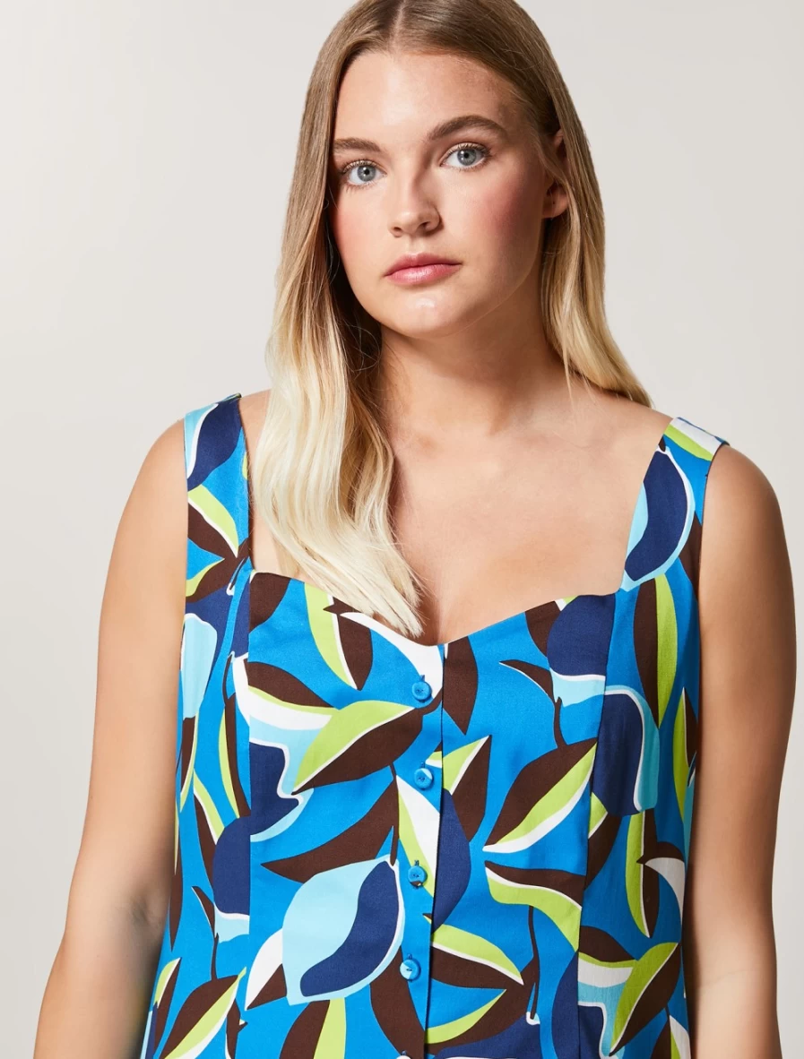 Marina Rinaldi Women's China Blue Stretch Cotton Twill Dress