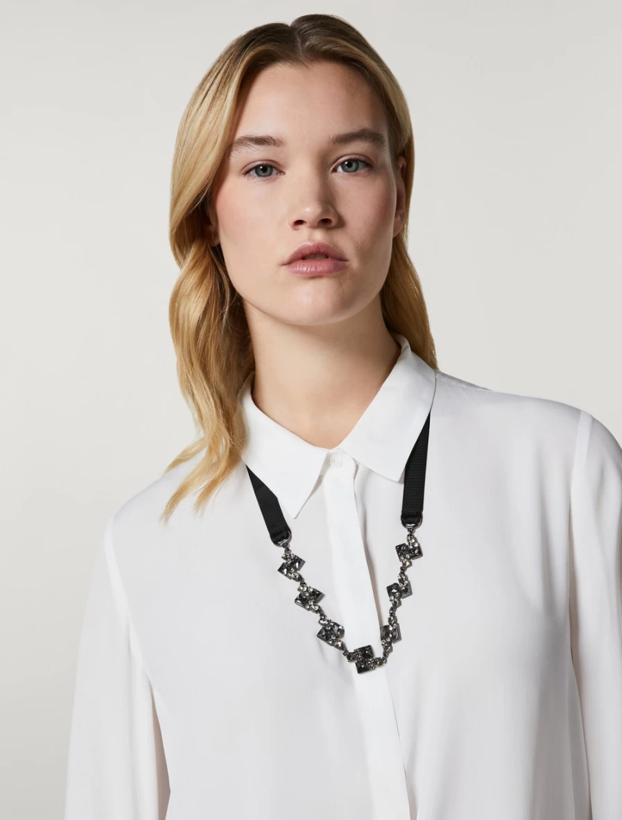 Marina Rinaldi Black Rhinestone & Metal Necklace for Women - Elegant Crystal Pendant Jewelry