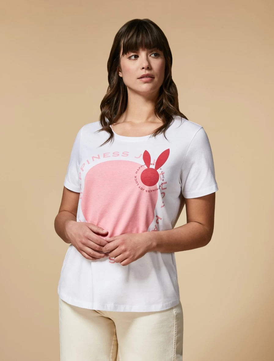 Marina Rinaldi Women's White Print-Embellished Jersey T-Shirt
