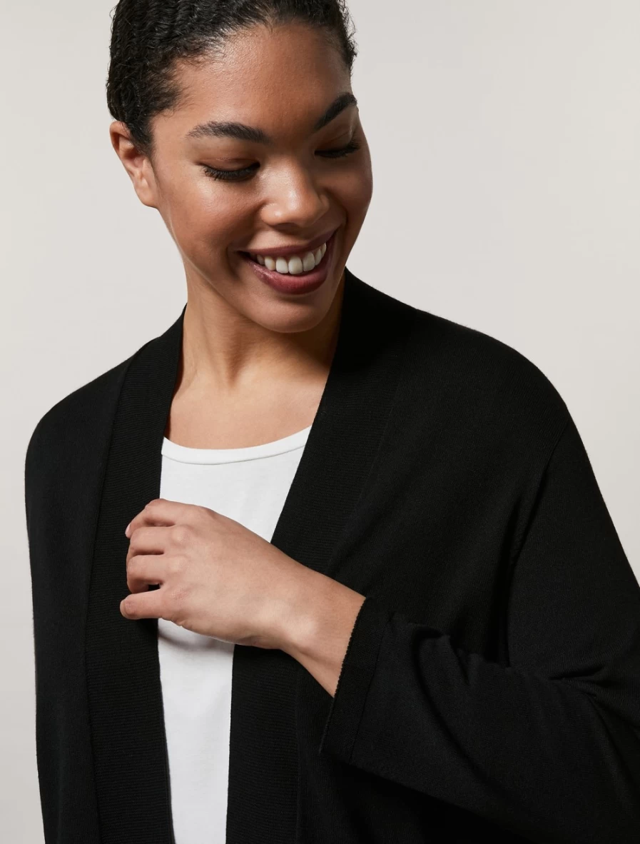 Marina Rinaldi Women's Black Jacquard-Knit Viscose Cardigan Sweater