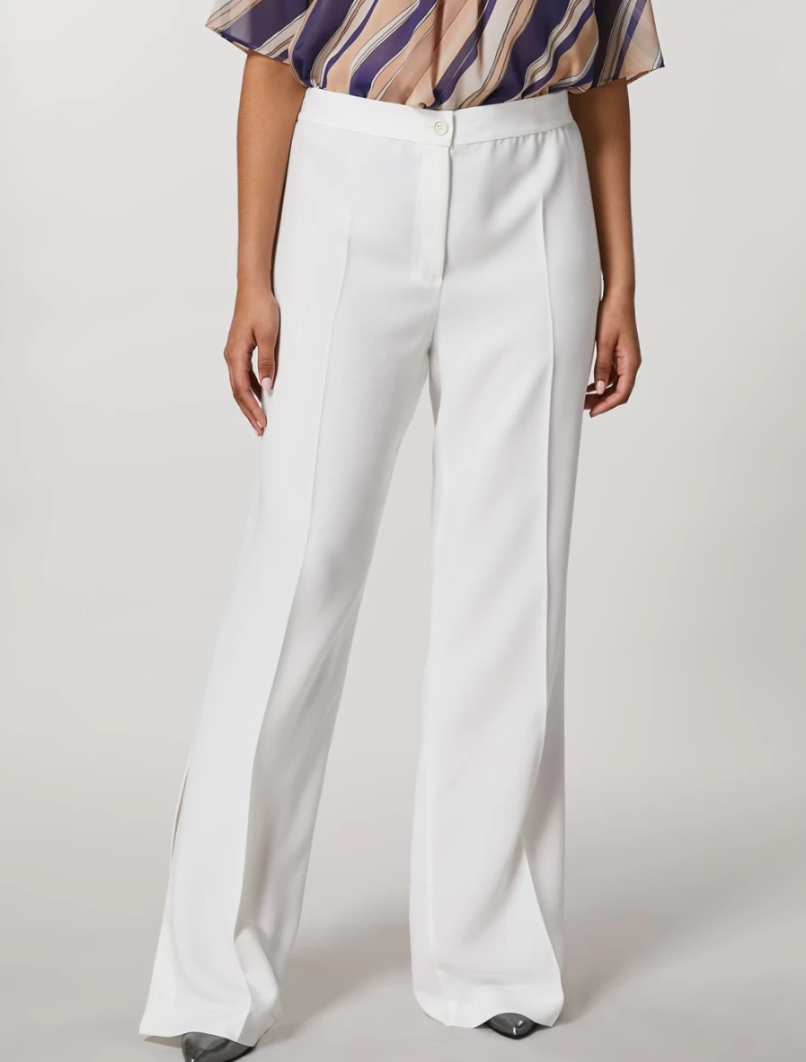 Marina Rinaldi Women's White Crepe Envers Satin Trousers