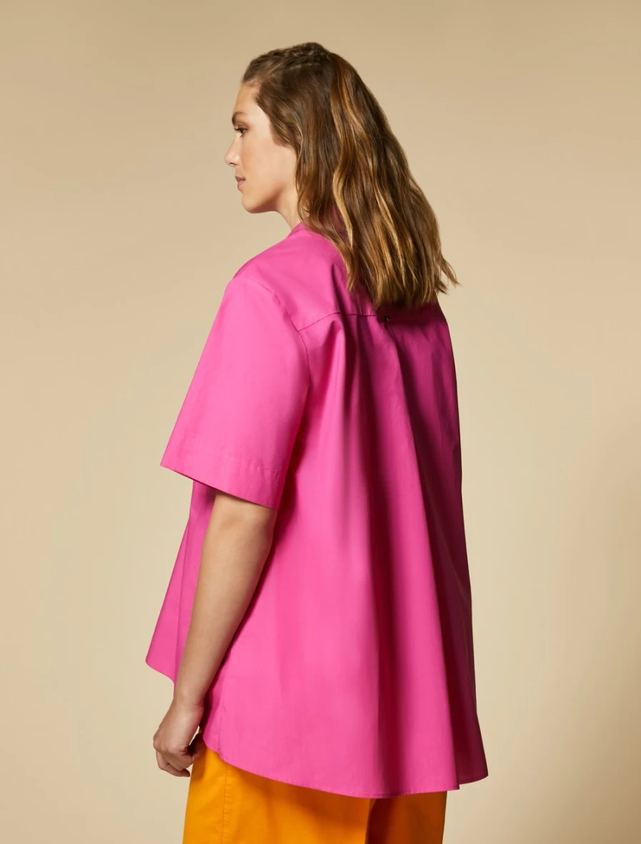 "Marina Rinaldi Women's Fuchsia Cotton Poplin Blouse | Elegant Feminine Top"