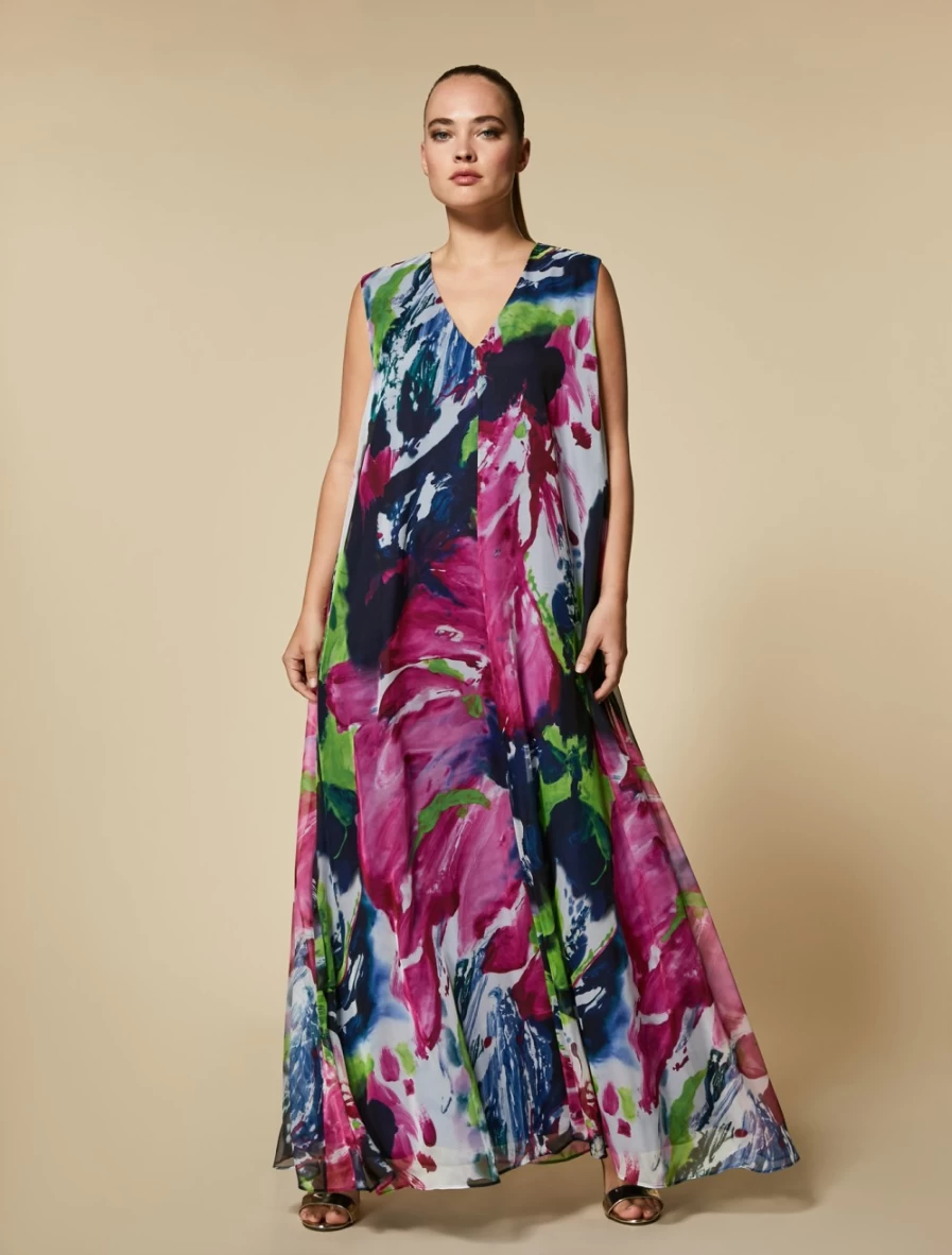 Marina Rinaldi Women's Pink Printed Chiffon Dress - Elegant Flowy Style