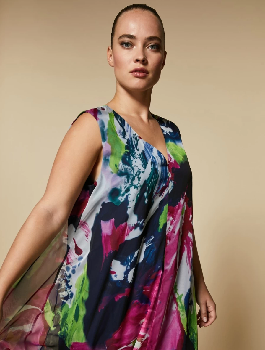 Marina Rinaldi Women's Pink Printed Chiffon Dress - Elegant Flowy Style
