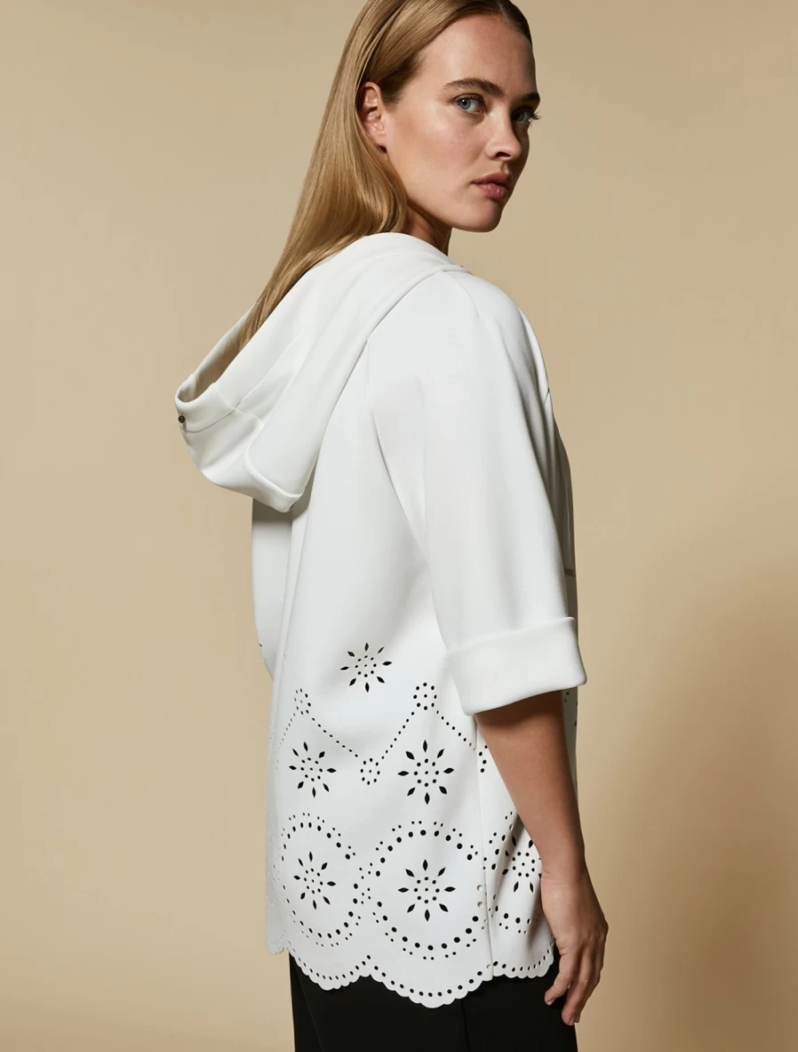 Marina Rinaldi Women's White Embroidered Jersey Sweatshirt
