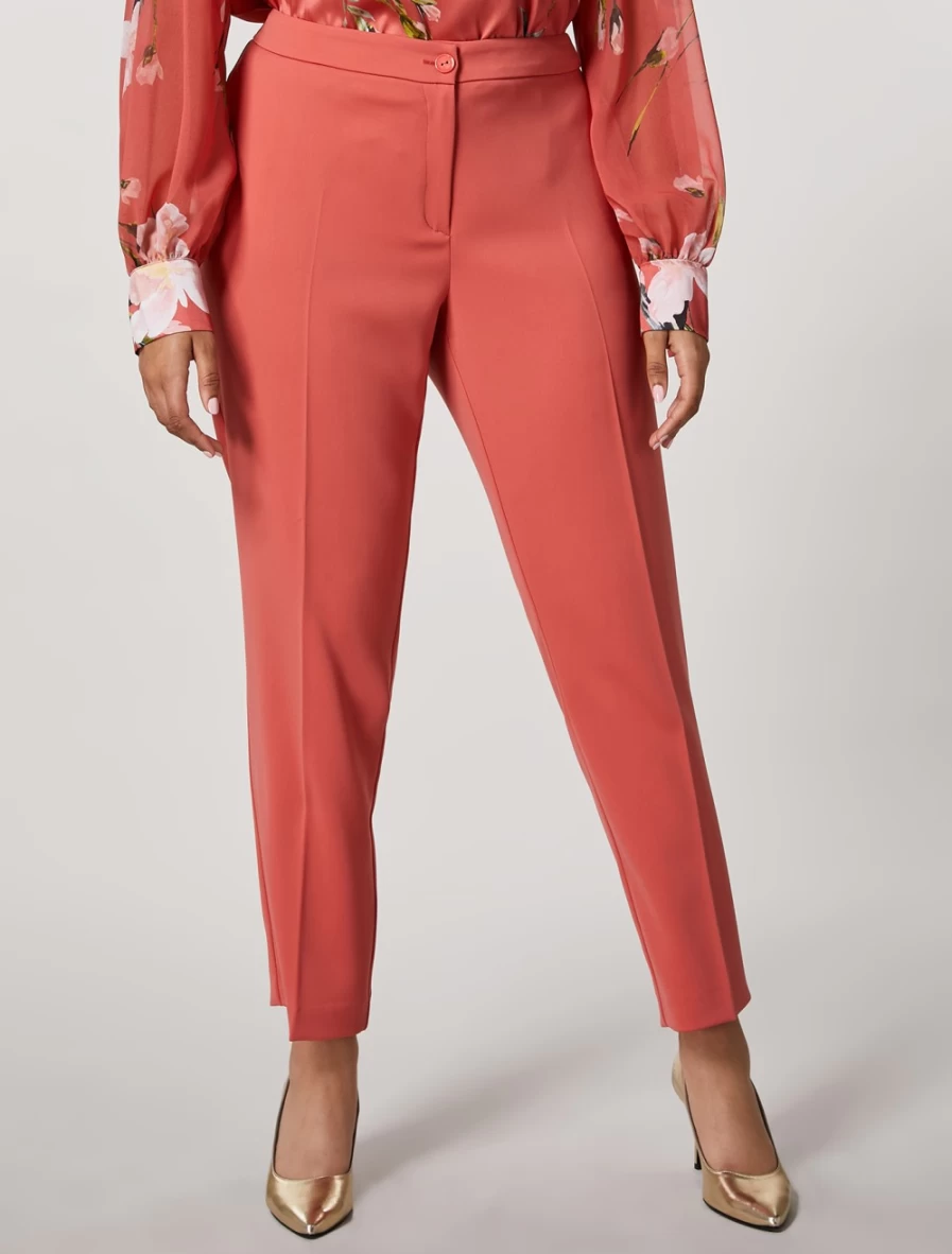 Marina Rinaldi Women's Rust Fluid Stretch Fabric Trousers | Comfortable & Stylish