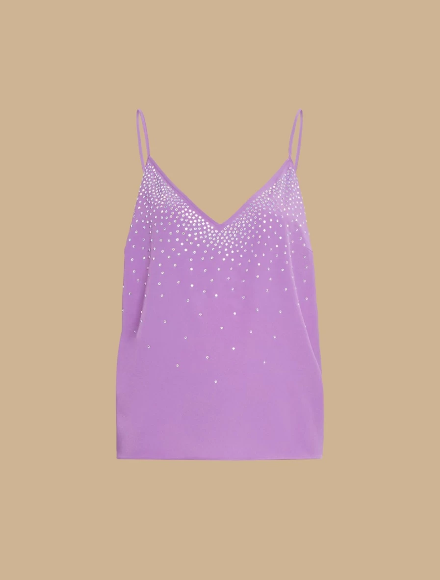 Marina Rinaldi Women's Wisteria Crepe De Chine Top with Rhinestone Embellishments