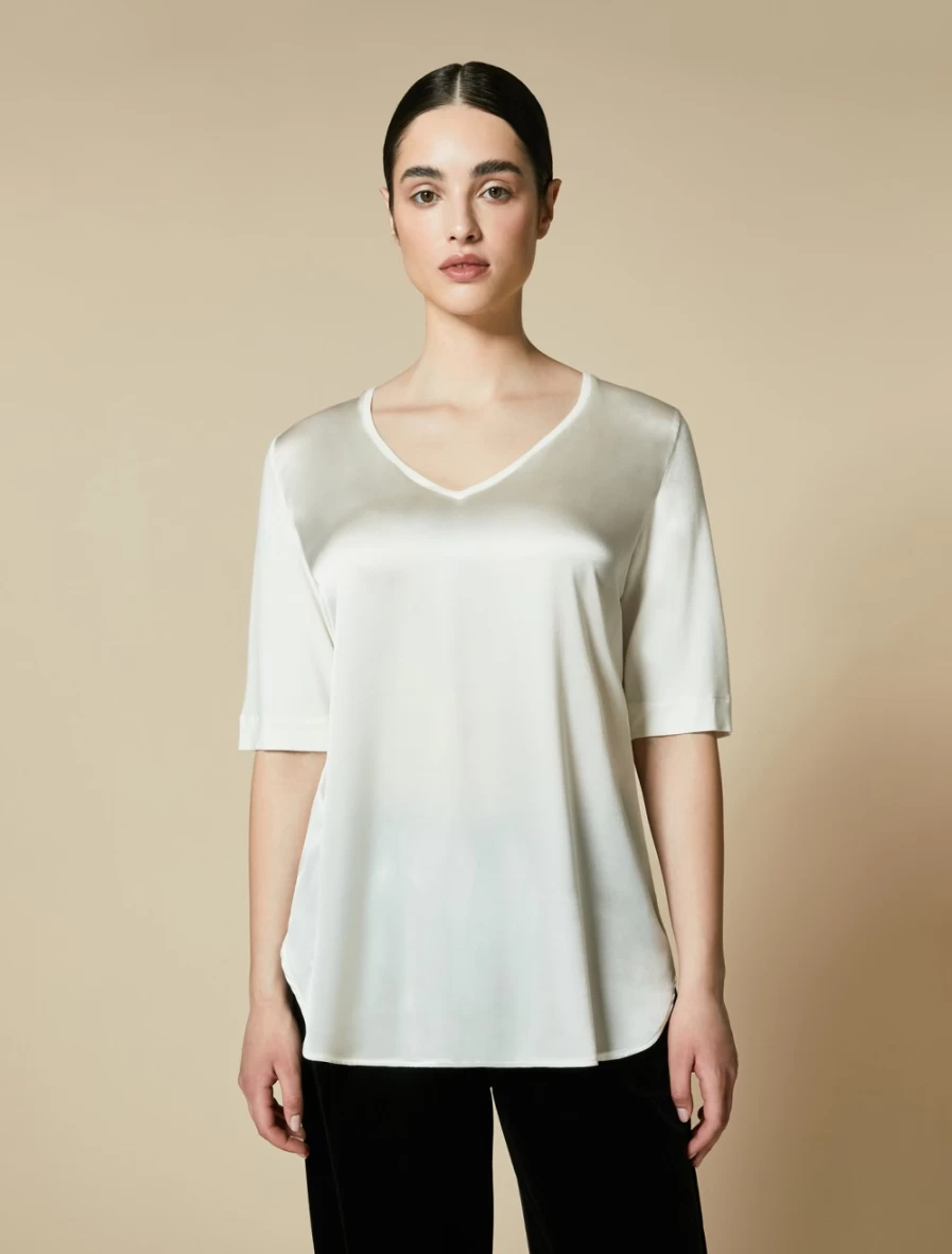 Marina Rinaldi Women's White Viscose Jersey Tunic Top