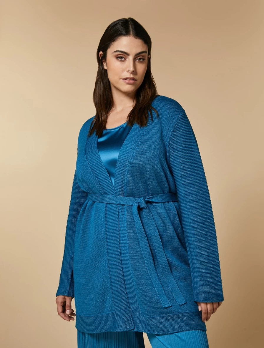 "Marina Rinaldi Women's Turquoise Cotton Cardigan Sweater"