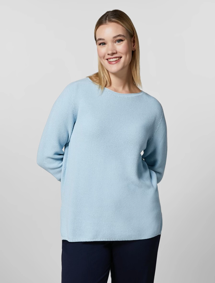 "Marina Rinaldi Women's Ski Blue Pure Cotton Sweater"