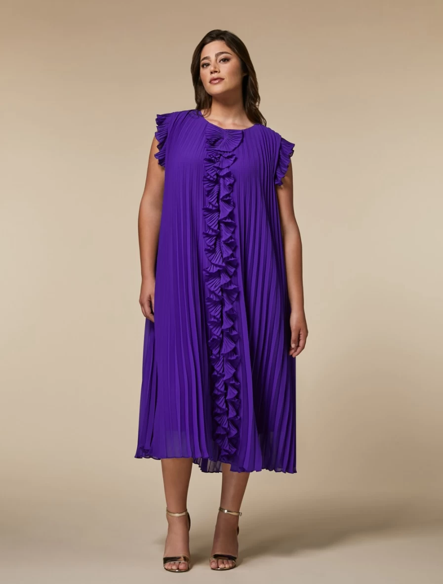 Marina Rinaldi Women's Purple Pleated Georgette Dress
