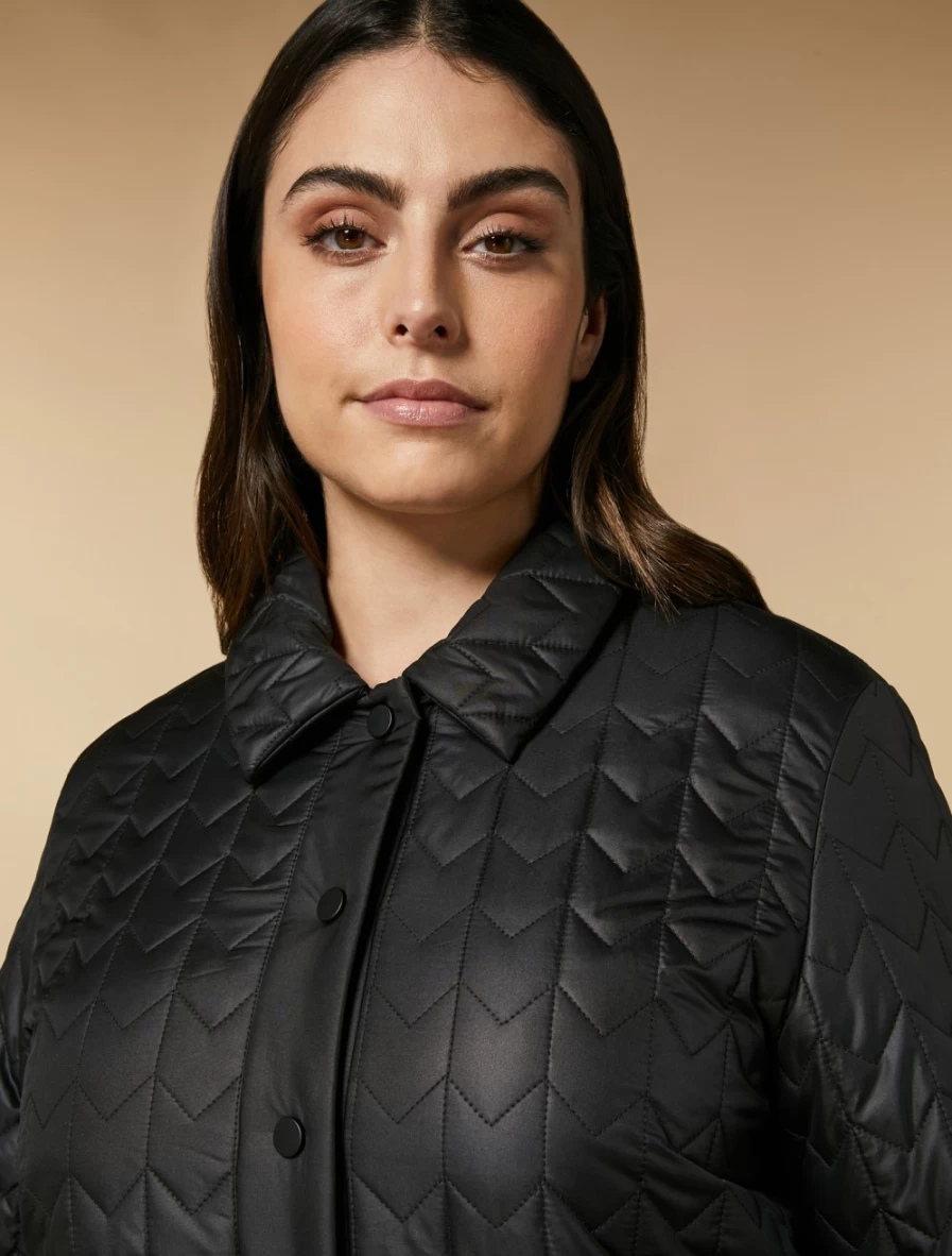 Marina Rinaldi Women's Black Quilted Houndstooth Down Jacket