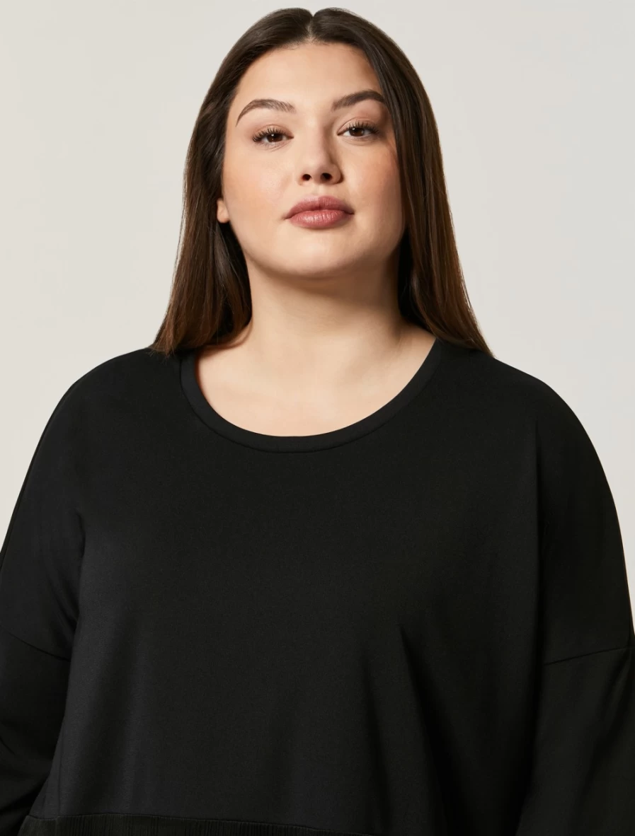 "Marina Rinaldi Women's Black Cotton Interlock Jersey T-Shirt"